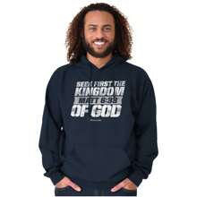 Seek First The Kingdom Of God Quote Hoodie Sweatshirt Men - Navy - View 1
