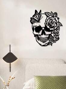 1PC Đầu Lâu Và Hoa Trang Trí Tường Sắt Phong Cách Gothic Phòng Khách Phòng Ngủ Lối Vào Nhà Hàng Trang Trí Nhà Cửa, Trang Trí Nhà Cửa, Trang Trí Phòng, Trang Trí Tường - màu đen - Xem 5