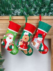 圣诞老人圣诞装饰圣诞袜礼品袋悬挂糖果袋圣诞袜，家居装饰，圣诞装饰，派对用品 - 彩色 - 查看 1
