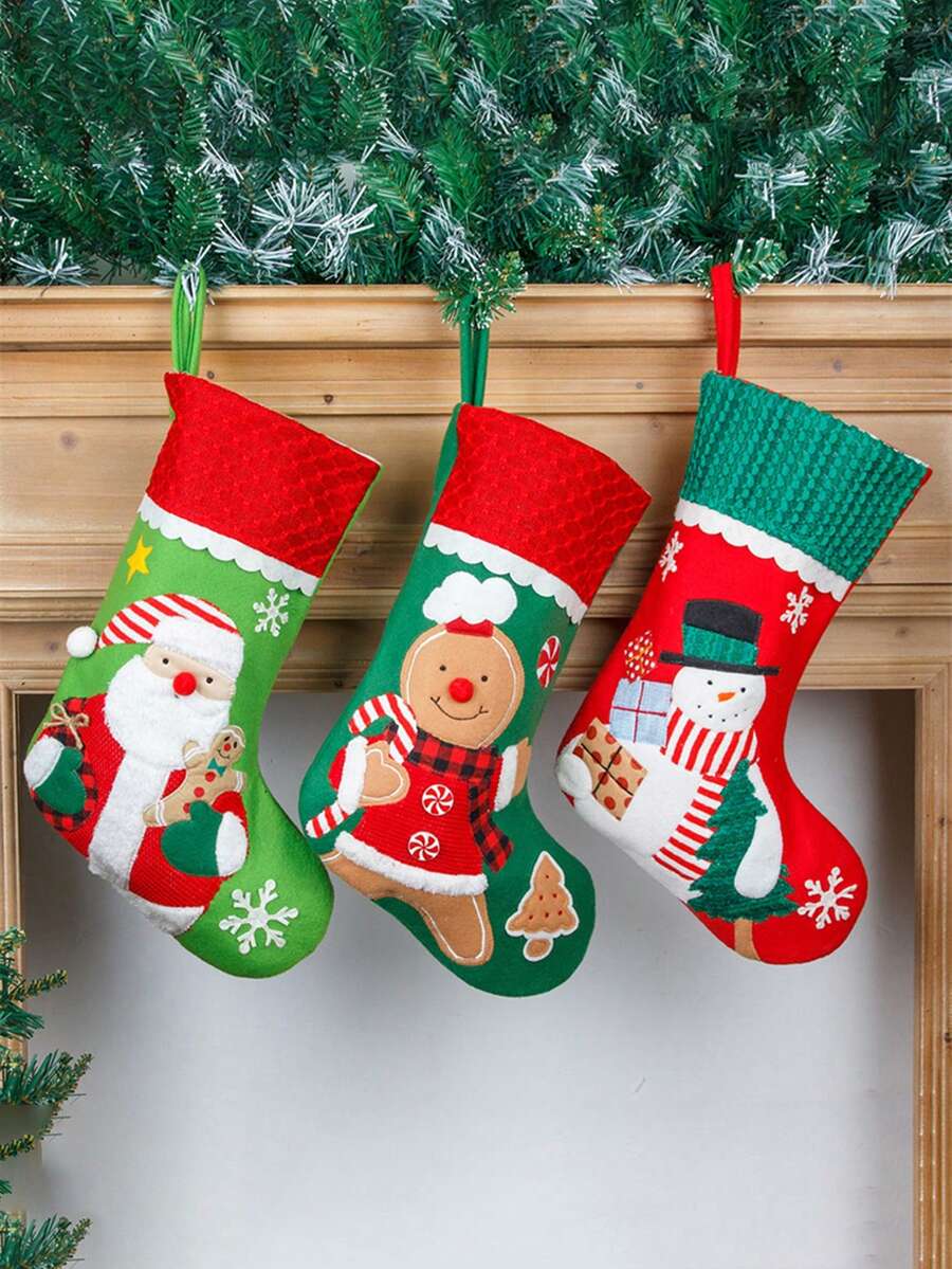 圣诞老人圣诞装饰圣诞袜礼品袋悬挂糖果袋圣诞袜，家居装饰，圣诞装饰，派对用品 - 彩色 - 查看 1