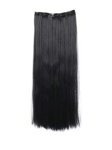20inch 24inch 28inch Synthetic Long Straight Clip In Hair Extensions Wig Straight Black Hairpiece For Women Increase Hair Volume Heat Resistant Fiber