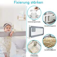 VA-Cerulean Bed Rail Baby Fall Protection Grey Height Adjustable Railing 150cm / 180cm / 200cm Children's Bed Rail Portable Bed Guard