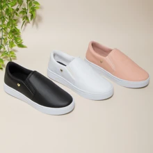 Women's Slip On Calce Fácil Sneakers Comfortable Lightweight And Soft - 黑色 - 查看 6