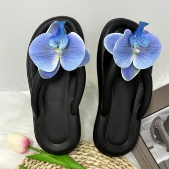 Butterfly Orchid Thong Sandals, Women's Summer New Casual Comfortable Cute Outdoor Slippers