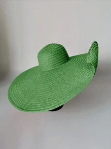 1pc Women's Large Brim Solid Color Sun Hat, Breathable And Comfortable, For Fishing, Cycling, Outdoor & Beach Use During Summer