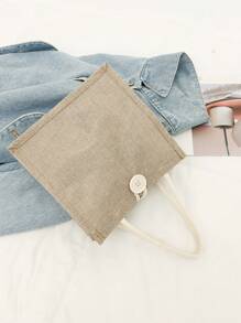 Mini DIY Handbag Set, Linen Handbag, Button Embellished Handbag, Simple Large Capacity Handbag, Portable Casual Storage Handbag, Multifunctional Shopping Bag, New Design, Large Capacity, Perfect For Shopping, Shoulder Bag, Tote Bag, Lunch Bag, Lunch Box, Messenger Bag, Suitable For Women, Daily Use, Date, Birthday, Festival, Back To School, Summer, Vacation, Beach, Travel, Commute, Business, Student, Picnic, Camping, Supermarket, Daily Storage ( Button Style Random)