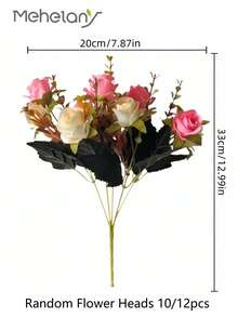 2 Cái/gói 10/12 Đầu Bó Hoa Nhân Tạo Bó Hoa Hồng Nhựa Nhân Tạo Nhỏ Hoa Hồng Nhỏ Hoa Lụa Cho Đám Cưới, Trang Trí Văn Phòng Tại Nhà, Bàn Trung Tâm, Bàn Cưới, Trung Tâm - Hồng - Xem 4