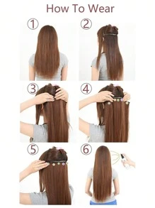 20inch 24inch 28inch Synthetic Long Straight Clip In Hair Extensions Wig Straight Black Hairpiece For Women Increase Hair Volume Heat Resistant Fiber