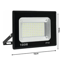 Refletor Holofote Slim 100w 110/220v Preto Branco Frio Led Iluminação