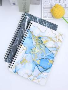 1本创意大理石纹翻页A5横线笔记本，商务记事本，适合学生和办公人士使用 - 長方形 - 查看 2