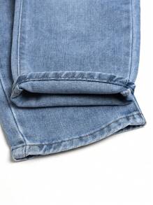 Denim für Kleine Mädchen mit mehrfach Abnutzung und Rissen, Streetstyle, verstellbarer elastischer Bund, Weitbein Hose, locker geschnitten, lässige Denim Hose