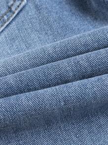 Denim für Kleine Mädchen mit mehrfach Abnutzung und Rissen, Streetstyle, verstellbarer elastischer Bund, Weitbein Hose, locker geschnitten, lässige Denim Hose