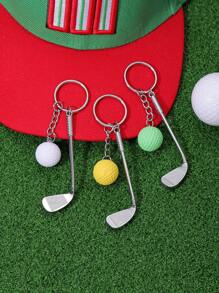 1 pieza Llavero colgante de palo de golf 3D, pequeño regalo de metal de accesorios de entusiasta de golf