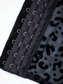 EMUPER 1件装舒适无缝弹力蕾丝可爱文胸上衣，内衣，豹纹印花上衣 - 黑色 - 查看 6