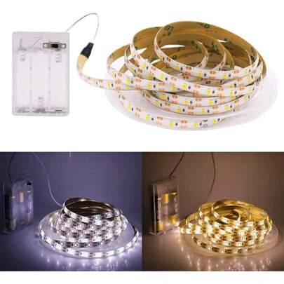 Autoadesivagem Fita De Led Luz Fixa C/120 Leds 2 Metro Com 03 Pilhas