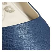 Flats Para Dama Balerina de Piel Sintetica Liso Zapatos de Varios Colores - Azul Marino - Ver 2