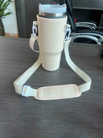 40oz Flat Bottom Handled Cup With Chloroprene Rubber Cup Holder, Adjustable Shoulder Strap, Perfect Fit