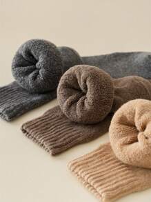 5 pares de calcetines de lana merina de invierno para hombre, calcetines de longitud media, calcetines de negocios cálidos, calcetines gruesos con bucle, calcetines de esquí de unicolor - Multicolor - Ver 11