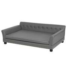 BingoPaw Large Elevated Dog Sofa Bed Microfiber Leather Couch Pet Sleep Joint Support Sleeping Chair - Grey - View 9