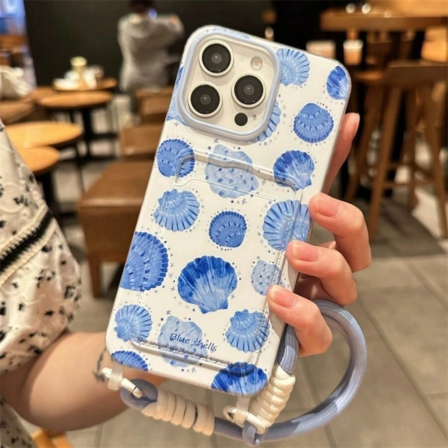 挂绳手机壳/扇贝贝壳钱包手机壳/兼容 iPhone15promax/15/15pro/14promax/14/13promax/12promax/11/XS/XR/XS MAX - 彩色 - 查看 1