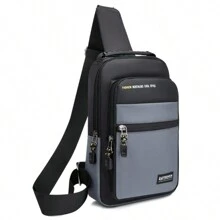 Men's Waterproof Large Capacity Chest Bag Backpack With USB Charging - Xám - Xem 1