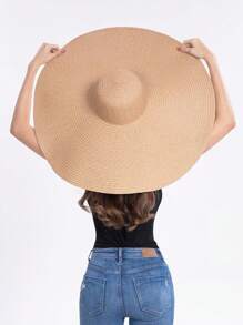 1pc Women's Large Brim Solid Color Sun Hat, Breathable And Comfortable, For Fishing, Cycling, Outdoor & Beach Use During Summer