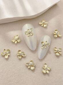 10 件花朵美甲钻水钻合金美甲装饰DIY美甲饰品美甲宝石美甲用品美甲 - 彩色 - 查看 7