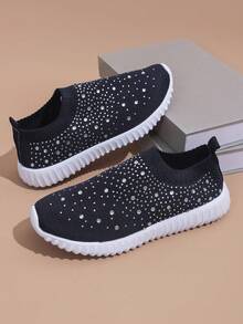 3D 印花时尚大码女式休闲运动鞋 - 黑色 - 查看 2