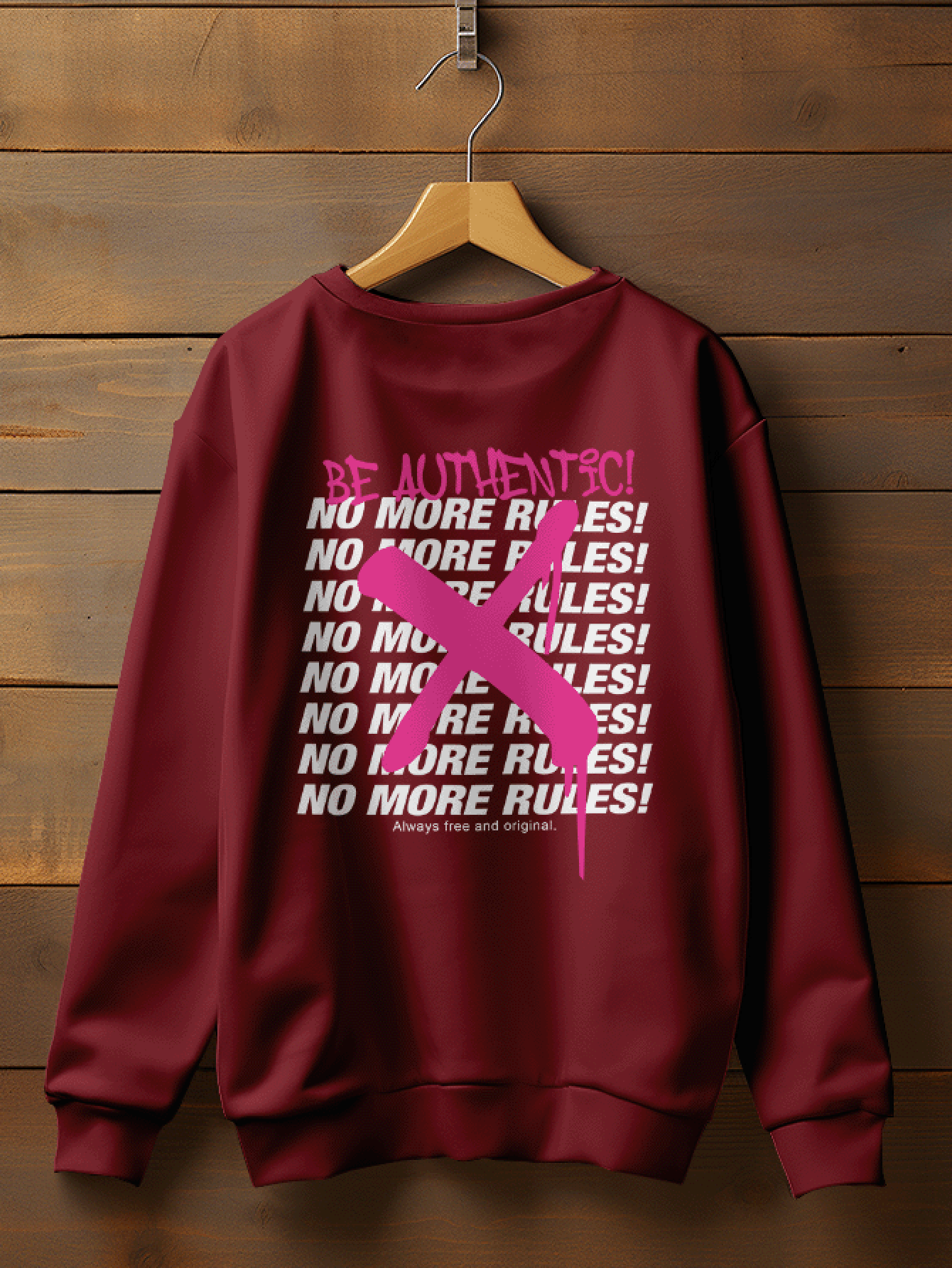 Blusa Moletom Be Authentic Streetwear Estampa Oversid GOLA 2411 FLUXOGEEK - bordô - Visão 1