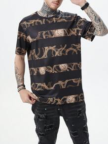 Camisetas estampadas con cadenas para hombre, camisetas casuales de manga corta para el verano