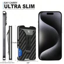 GSOIAX Thin Carbon Fiber Scratch Resistant Rigid Money Clip, Slim Wallet For Men, Tactical RFID Blocking Mens Wallets, Aluminum Credit Card Wallet With Gift Box - 黑色 - 查看 5