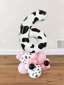 21 件/套奶牛场生日派对气球装饰，40 英寸（101.6 厘米）数字 0-9 生日周年纪念气球套装，奶牛印花气球，生日农舍装饰，牛仔主题数字气球，谷仓装饰，圣诞节 - 彩色 - 查看 14