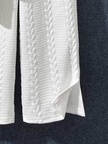 Vihyde Tween Boys Fall Winter 2 Pieces Outfit, Towel Embroidery Jacquard Crew Neck Sweatshirt & Split Straight Leg Pants Set - White - View 8