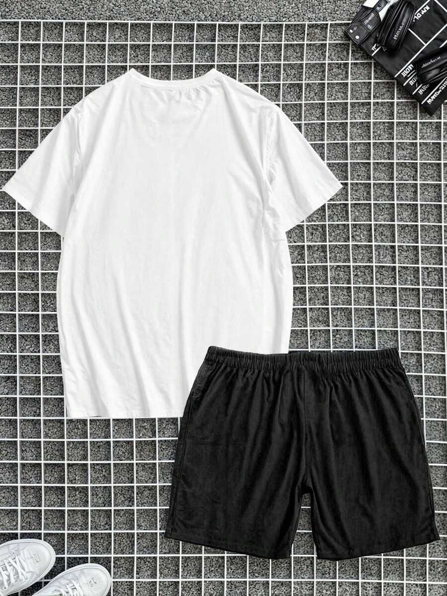 Tactel Cotton T-Shirt And Shorts Kit Blouse And Bermuda Set 2 In 1 Mauricinho Shorts Shirt Summer Beach - 白色 - 查看 1