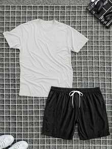 Tactel Cotton T-Shirt And Shorts Kit Blouse And Bermuda Set 2 In 1 Mauricinho Shorts Shirt Summer Beach - 白色 - 查看 2
