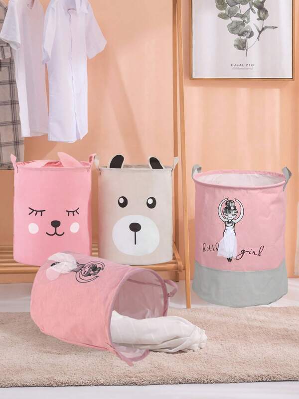 WHICHLIFE 1 pieza Cesta de lavandería con diseño de oreja de dibujos animados, estilo nórdico, para guardar juguetes y diversos artículos, para faldas, pantalones, zapatos, jeans, botas de estilo INS, cesto de ropa sucia, organizador de baño, cesta, cesta de almacenamiento, cesta de lavandería plegable