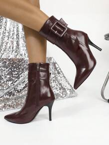 Botas casuales y elegantes con tacón alto y punta puntiaguda para mujeres
