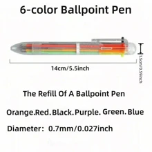 New Arrival Novelty Multicolor Ballpoint Pen Multifunction 6 In1 Colorful Stationery Creative School Supplies - Multicolor - View 7