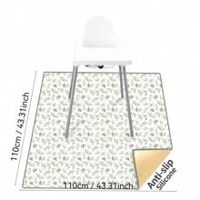 Baby Splat Mat For Under High Chair, 43.3 X 43.3 Inch Boho Splash, Waterproof And Washable Spill Mat, Anti-Slip Floor Protector - Multicolor - View 3