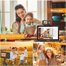 Nicamery 2025 Model 44MP Digital Camera, Auto Focus For Photography, 16X Digital Zoom 1080P FHD Vlogging Video Recorder, Compact Travel Camera With 32GB Memory Card, 2 Batteries And Battery Charger (No Adapter)