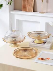 1 件创意豪华圆形蛋糕架带圆顶盖，适用于万圣节、圣诞节礼物、婚礼、派对装饰托盘 - 彩色 - 查看 3