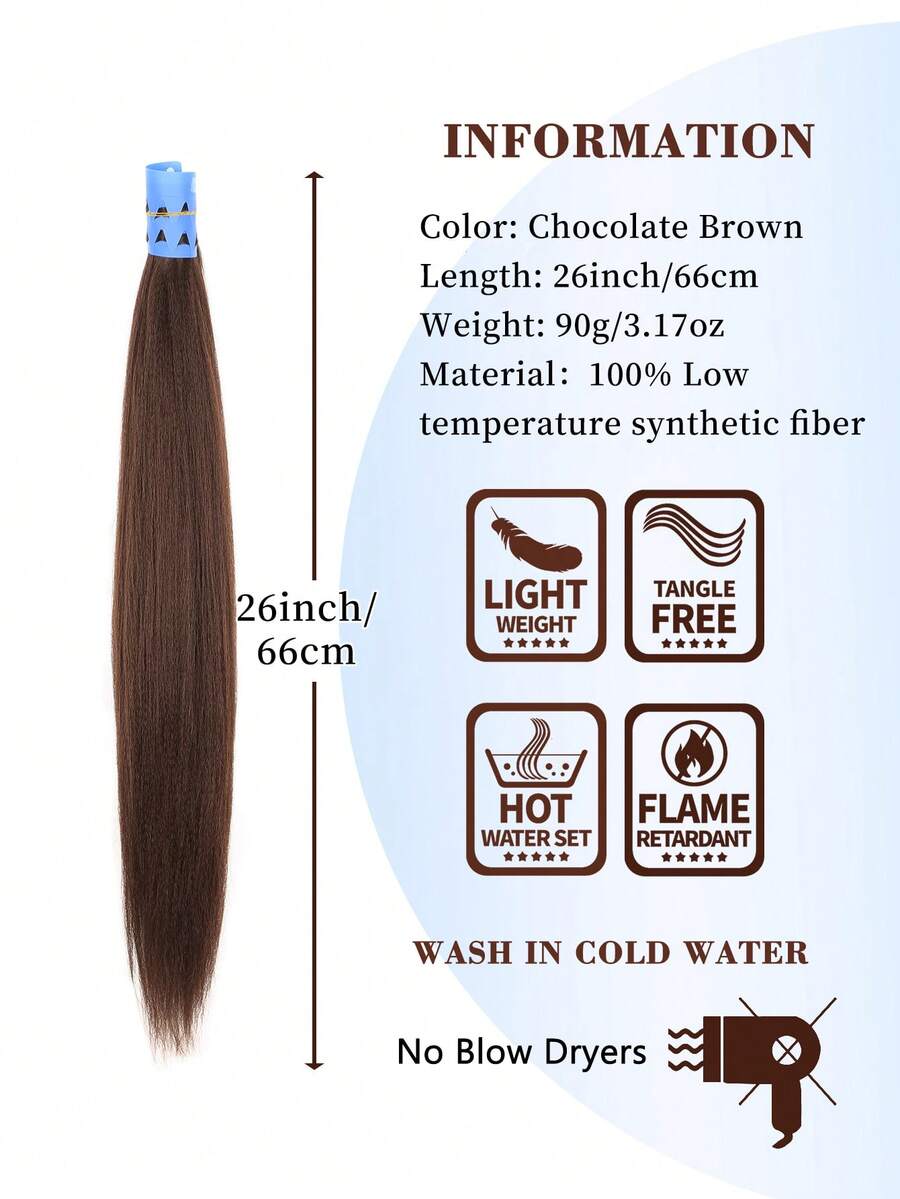 26 Inch 1 Packs Braiding Hair Pre Stretched Long Braid Chocolate Brown