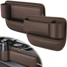 1/2 piezas Organizador de espacio entre asientos de coche con portavasos y orificio para cargar el teléfono, Bolsa de cuero para el espacio entre asientos, Relleno de espacio entre asientos de coche de cuero para gafas, teléfono, llaves y tarjetas - Multicolor - Ver 9