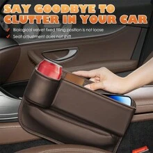 1/2 piezas Organizador de espacio entre asientos de coche con portavasos y orificio para cargar el teléfono, Bolsa de cuero para el espacio entre asientos, Relleno de espacio entre asientos de coche de cuero para gafas, teléfono, llaves y tarjetas - Multicolor - Ver 8
