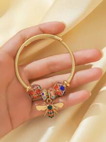 1pc European And American Style Women's Metal Pendant Opened Bracelet, Suitable For Wedding, Date, Travel, Party, Festival, As Gift