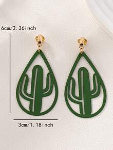 1 件时尚绿色金属夹式耳环，适合工作和旅行 - 耳環 - 查看 1