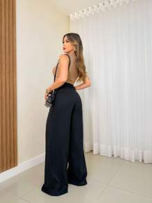 Social Stone Mode Linen Tailor Pantalona Pants - Black - View 4