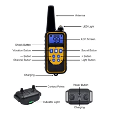 800M Remote Electric Shock Collar Pet Dog Training Anti Bark Rechargeable LCD UK - Black - View 6