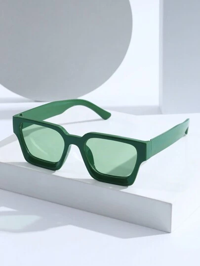 1 par de gafas de plástico verde modernas y minimalistas para hombres, adecuadas para la vida diaria, la fotografía callejera, los festivales de música, las vacaciones y otras ocasiones para decoración