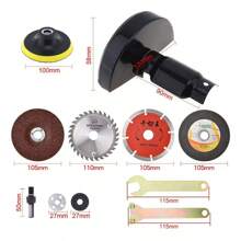 MOLOLAN 21 Piezas Kit de Amoladora Angular Eléctrica,Kit convertidor de amoladora angular para taladro eléctrico, (Base para taladro,Guarda protectora Bandeja de area,Disco de desbaste de metal,Disco de corte de metal ,Disco de corte diamantado,Disco de corte de madera,Biela,Llave,Papel de lija) - Rectificadora Multifuncional de Metal, Accesorios Completos para Cortar Pulir Bricolaje Madera Metal Cerámica - Negro - Ver 3